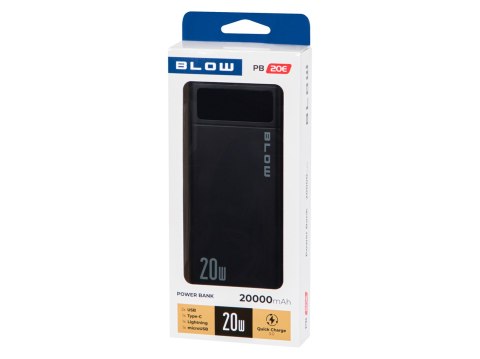 81-147# Power bank 20000mah qc+pd 20w + lightning pb20e czarny
