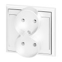Gniazdo podwójne p/t 2x2P Luna, 16A, 250V, PT-5LR, biały