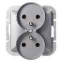 Gniazdo podwójne p/t 2x2P Pearl, 16A, 250V, PT-5PR, srebrny