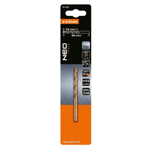 Wiertło do metalu HSS-Co, 5.0 mm