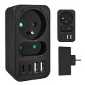Gniazdko prądowe x2 + 4xUSB Maclean, rozgałęźnik z 2 gniazdami, 2xUSB A, 2xUSB C PD 20W, 1x16A + 1x6A, MCE249 F/B