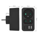 Gniazdko prądowe x2 + 4xUSB Maclean, rozgałęźnik z 2 gniazdami, 2xUSB A, 2xUSB C PD 20W, 1x16A + 1x6A, MCE249 F/B