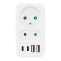 Gniazdko prądowe x2 + 4xUSB Maclean, rozgałęźnik z 2 gniazdami, 2xUSB A, 2xUSB C PD 20W, 1x16A + 1x6A, MCE249 F/W