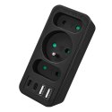 Gniazdko prądowe x3 + 4xUSB Maclean, rozgałęźnik z 3 gniazdami, 2xUSB A, 2xUSB C PD 20W, 1x16A + 2x6A, MCE248 F/B