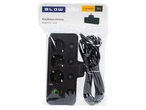 98-314# Rozgałęźnik ps-310 3-gniazda+2xusb+2xusb-c 3m czarny 3x1mm przedłużacz