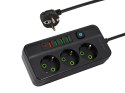 98-319# Przedłużacz sieciowy ps-350z 3-gniazda 4xusb+usb-pd 3m czarny 3x1mm