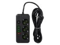 98-319# Przedłużacz sieciowy ps-350z 3-gniazda 4xusb+usb-pd 3m czarny 3x1mm