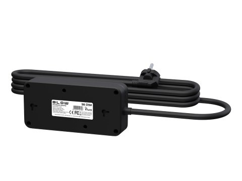98-319# Przedłużacz sieciowy ps-350z 3-gniazda 4xusb+usb-pd 3m czarny 3x1mm