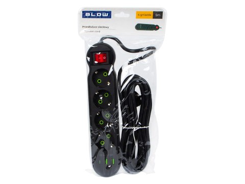 98-328# Przedłużacz sieciowy ps-440 4-gniazda 2xusb+usb-c 5m czarny 3x1mm