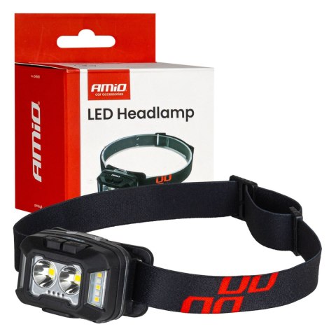 Latarka czołowa akumulatorowa 2xxpg+10smd 1800mah super bright (batt) amio-04668