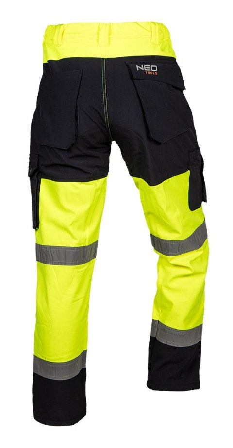 Spodnie robocze ostrzegawcze softshell, żółte, rozmiar S