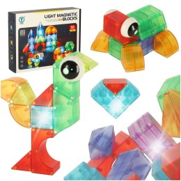 Klocki magnetyczne konstrukcyjne świecące elementy figury 3D 32el.