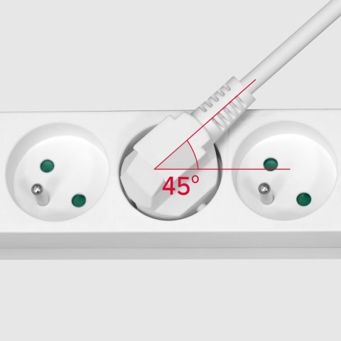 Przedłużacz 5 gniazd 3m typu francuskiego bez przełącznika (3x1,5mm) Rebel biały