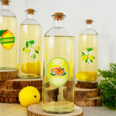 Butelka na Lemoniadę VILDE Szklana 1 L Zamykana na Korek Cytryna