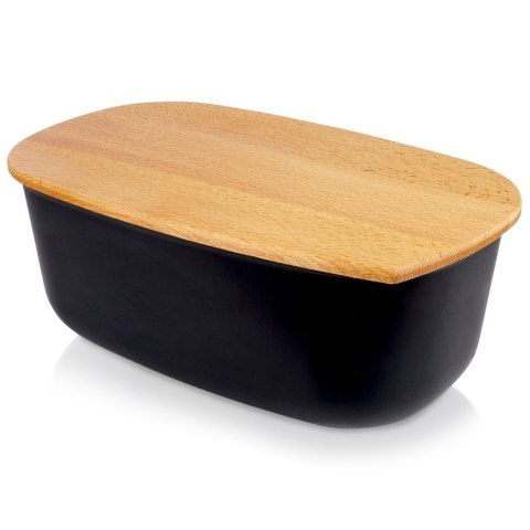 Chlebak na Pieczywo Chleb z Deską Czarny Solidny VILDE 39 x 23,5 x 15,5 cm