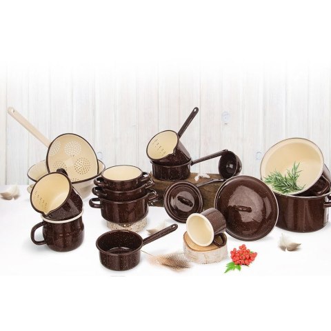 Garnek z Miarką 1,2 L Kubek Emaliowany Retro ORION 12 cm