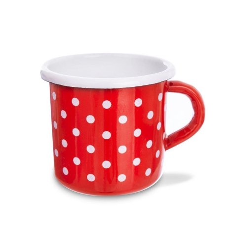 Kubek Emaliowany Czerwony w Grochy do Kawy Herbaty ORION 400 ml