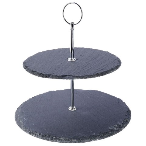 Patera Kamienna na Owoce Ciasto 2-piętrowa Dekoracyjna Solidna ORION 23 cm