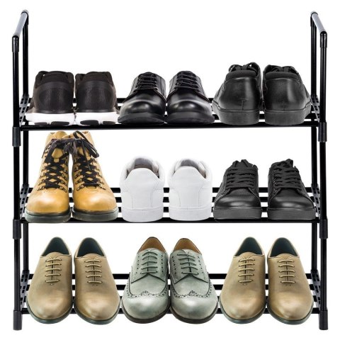 Regał na Buty Metalowy Czarny 3 Poziomy 57 x 28 x 55 cm VILDE