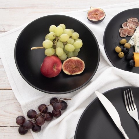 Talerz Obiadowy Głęboki Ceramiczny Czarny Matowy 800 ml ORION