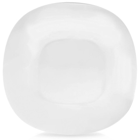 Talerz Obiadowy Płytki Szkło Białe LUNA Kwadratowy 26,5 cm ORION
