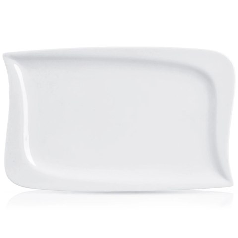 Talerz do Serwowania Podawania Porcelanowy Biały Ozdobny ORION 28x18 cm