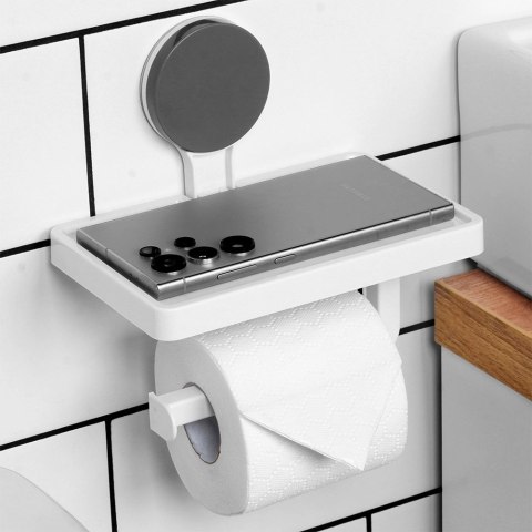 Uchwyt na Papier Toaletowy z Półką BATHROOM na Przyssawkę 18 x 17,5 cm