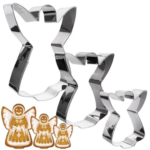 Wykrawacze do Ciastek 3 szt. LA CUCINA Anioł Stal Nierdzewna 12 cm