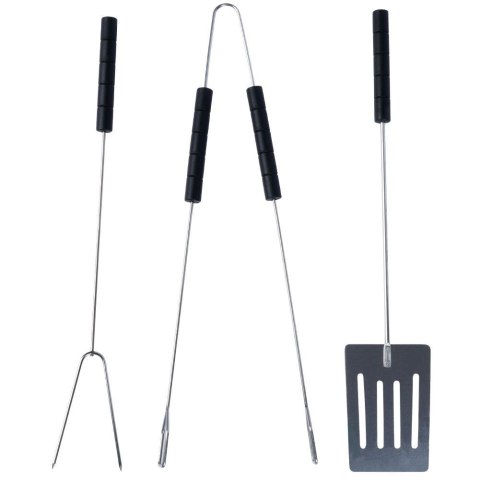 Zestaw Przyborów do Grilla 3 el. BBQ Stal Chromowana Długość 38 cm