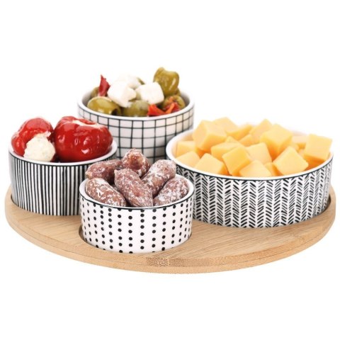 Zestaw do Przystawek Przekąsek 4 Miseczki + Deska EXCELLENT HOUSEWARE