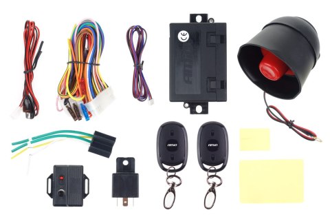 Uniwersalny alarm samochodowy ca14 z pilotami amio-01678
