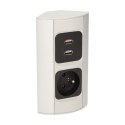 Gniazdo meblowe 1x2P+Z, 2xUSB