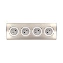 Gniazdo meblowe kuchenne 4x2P+Z, montaż na rzepy, INOX