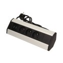 Gniazdo meblowe z ładowarką USB i przewodem 1,8m, 3x2P+Z, 2xUSB
