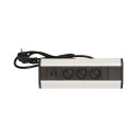Gniazdo meblowe z ładowarką USB i przewodem 1,8m, 3x2P+Z, 2xUSB