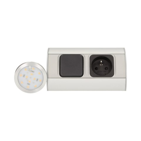 Zestaw opraw meblowych LED z wyłącznikiem i gniazdem 1x2P+Z