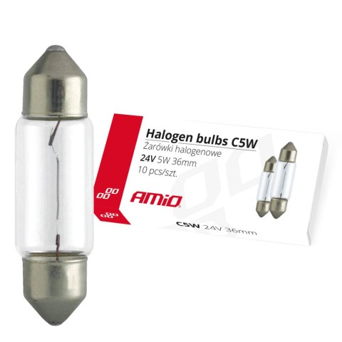 Żarówki halogenowe c5w festoon 36mm 24v 10 szt. amio-01000