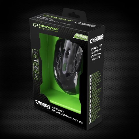 EGM405 Esperanza mysz przewod. gaming led 6d opt. usb cyborg